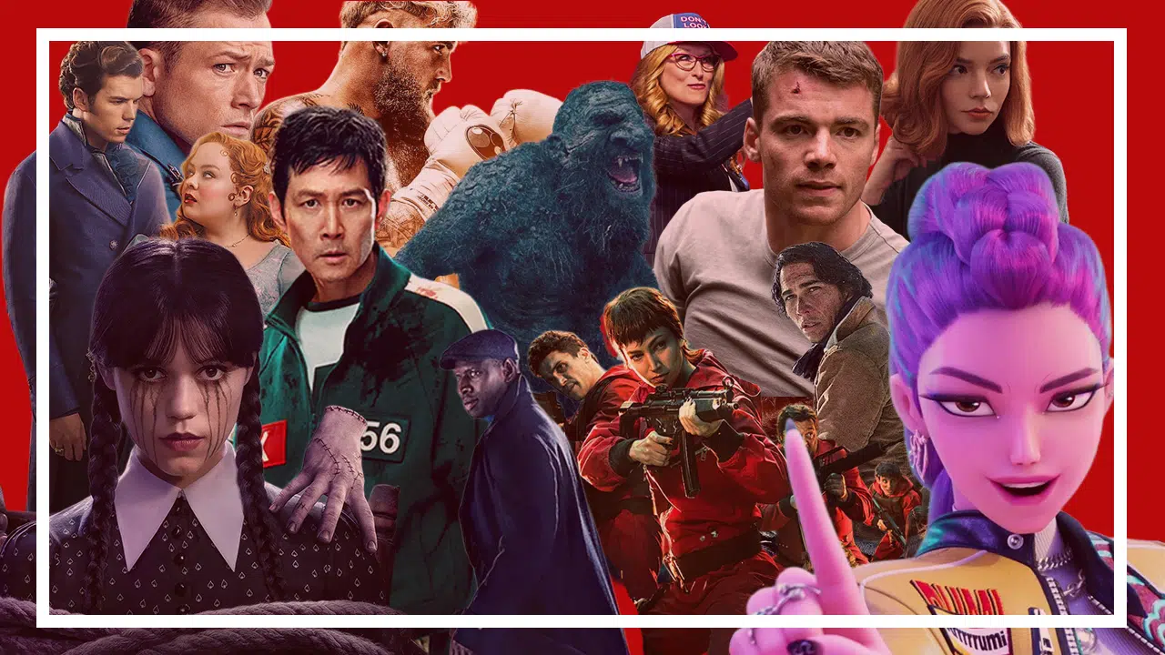 Most Watched Shows and Movies on Netflix Collage – Pictures: Netflix – Illustration by What’s on Netflix